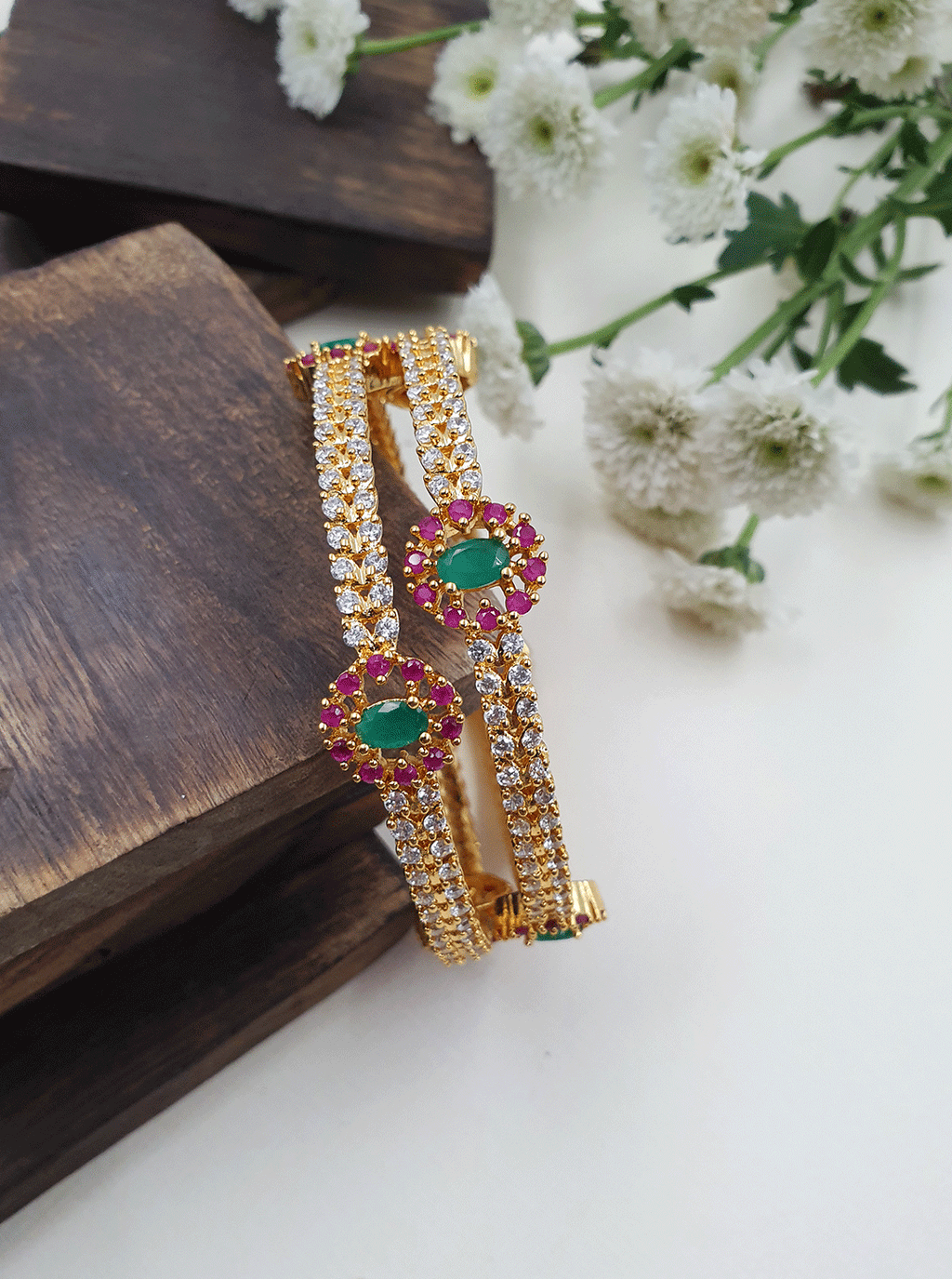 Stunning CZ Gold Plated Bangles - VCCBA1282