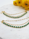 Green Stone Three Layers Ear Chains - VCCA17057