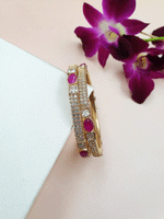 White And Ruby Stone Bangles - VCCBA1091