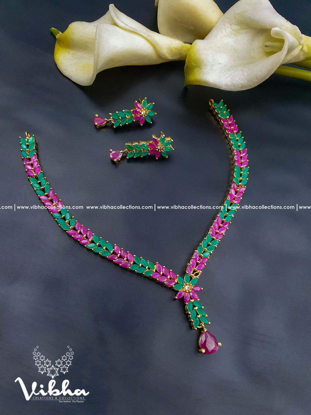 Ruby And Emerald Necklace - VCCNE7036