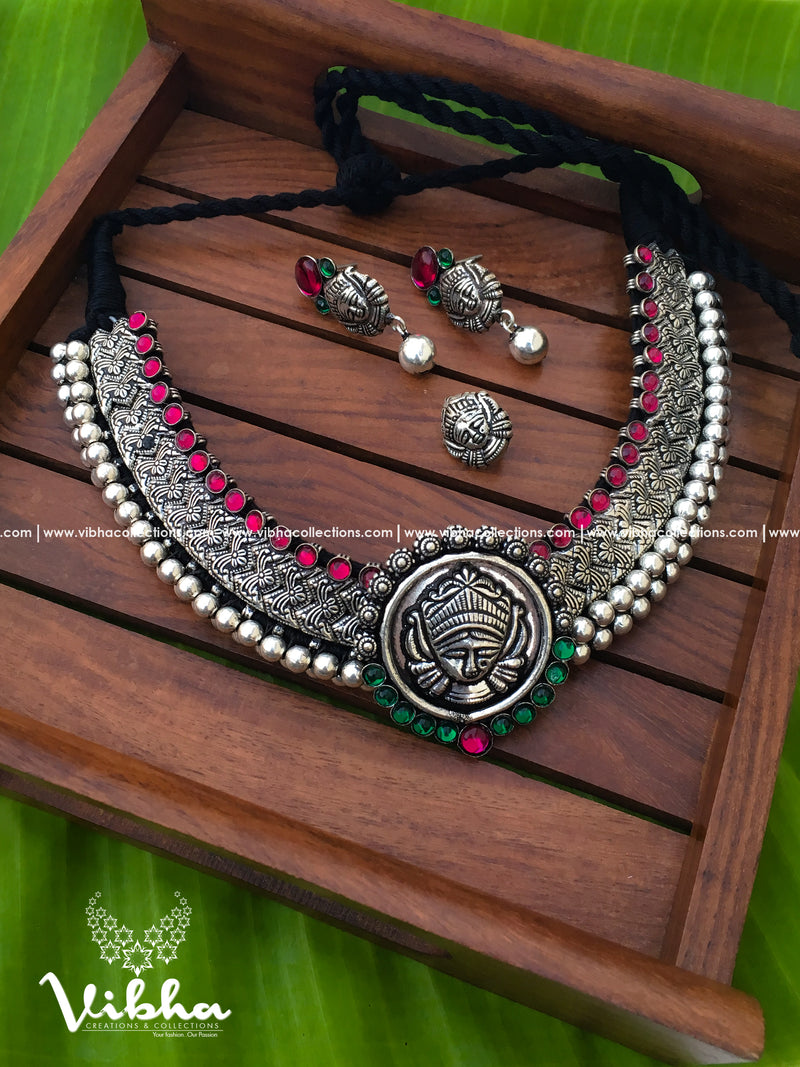 Ma Kali Necklace Set With Nose Pin - VCCGS1078