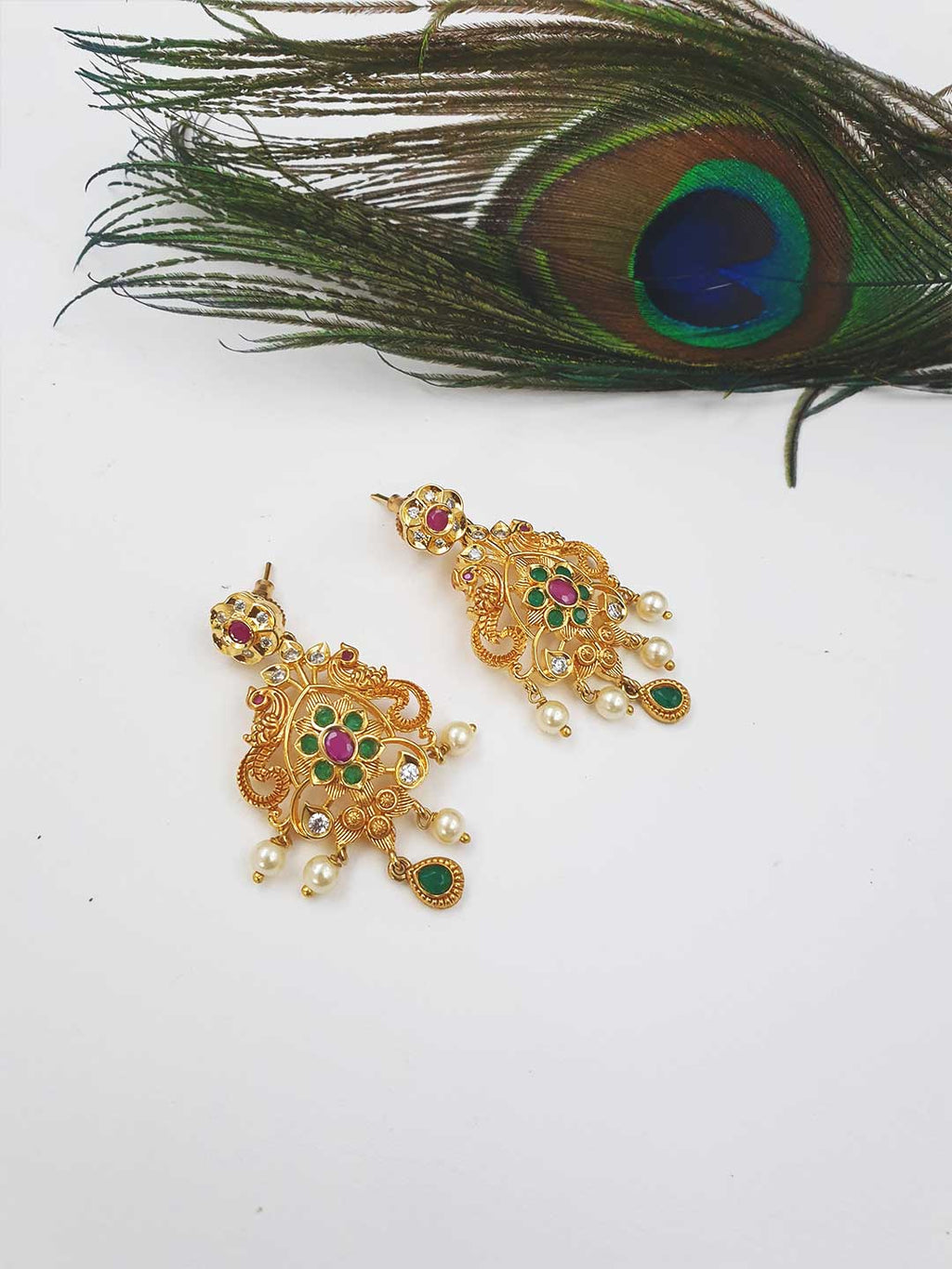 Cute peacock designer necklace with earrings - VCCNE9013