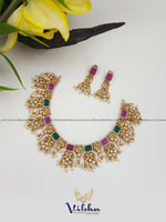Abha Multi Stone Necklace With Earrings - VCCNE5443