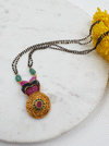 Black bead chain with designer matte finish pendant - VCCBB1008