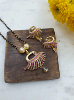 Peacock designer black beads chain - VCCBB1058