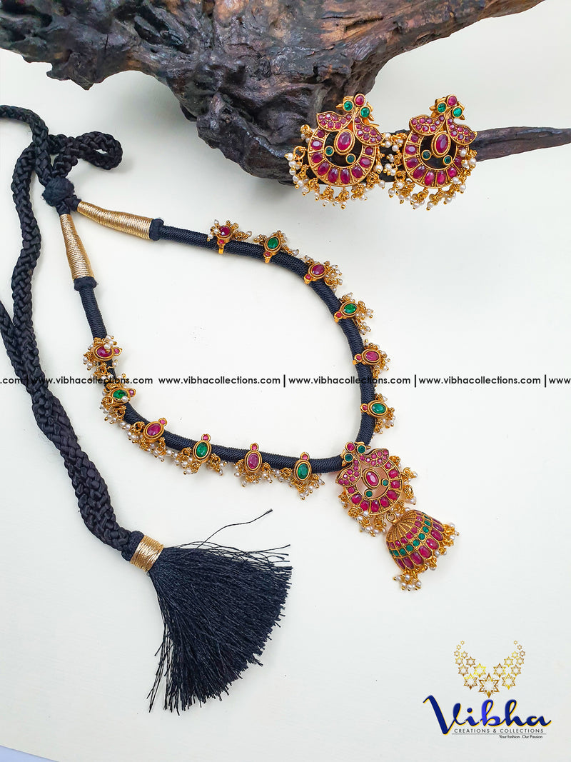 Traditional black thread necklace - VCCNE2542